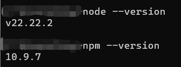 验证 Node.js 和 npm 版本